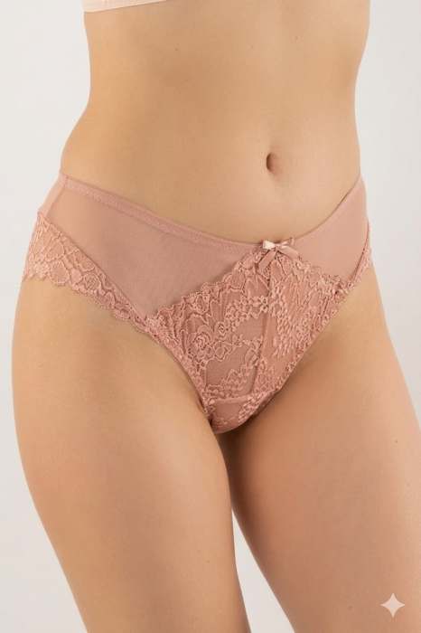 Chiloți Damă Brazilieni din Dantelă și Mesh, Transparenți , Roz S-XL [2]