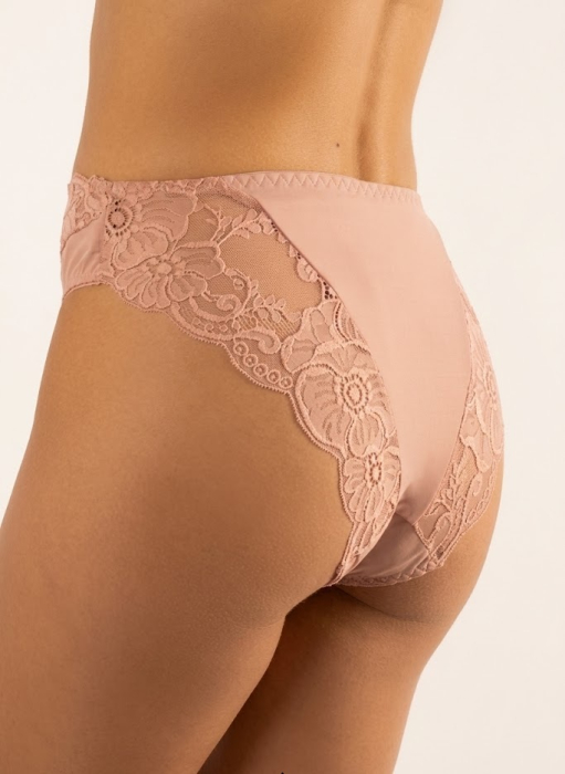 Chiloți Damă din Bumbac cu Dantelă Florală Laterală, Model Confort, Roz Nude M-XXL [3]