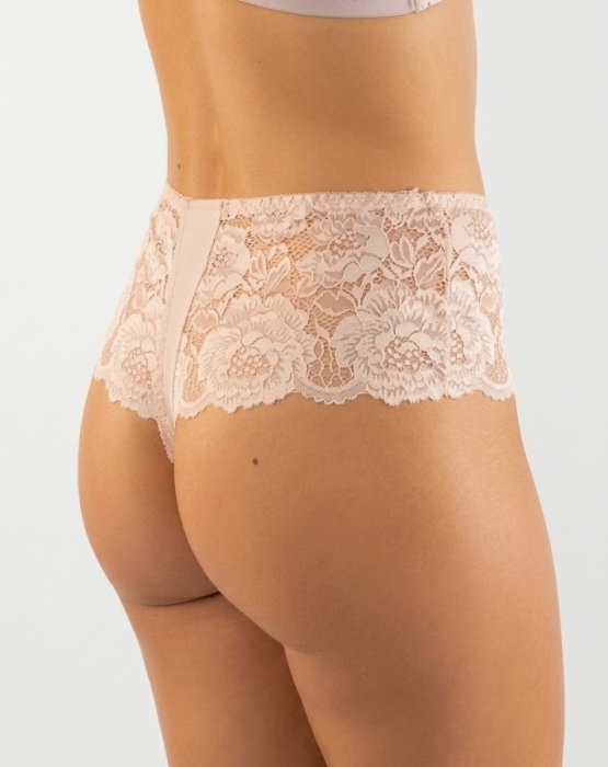 Chilot Damă Tanga cu Talie Înaltă din Dantelă Florală, Roz M-XXL [2]