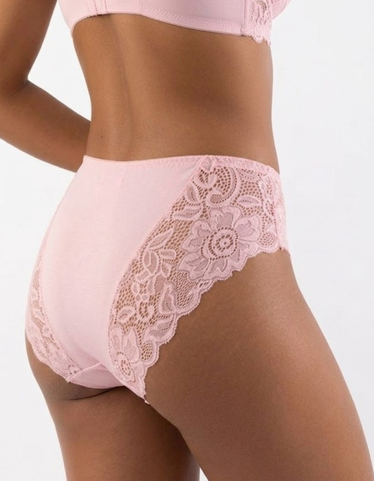 Chiloți Damă Confortabili din Bumbac și Dantelă Florală, Model Clasic , Roz M-XXL [2]