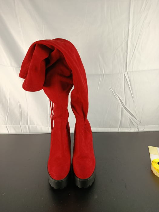 Cizme cu platforma, Lungi Catifea Rosie, Dama, Numi nr 40 [3]