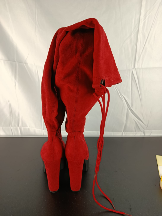 Cizme cu platforma, Lungi Catifea Rosie, Dama, Numi nr 40 [4]