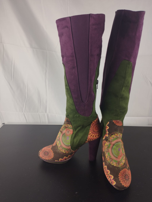 Cizme cu toc, Dama, Delsigua,Verde-Mov,nr 38 [3]