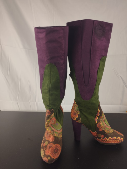 Cizme cu toc, Dama, Delsigua,Verde-Mov,nr 38 [2]