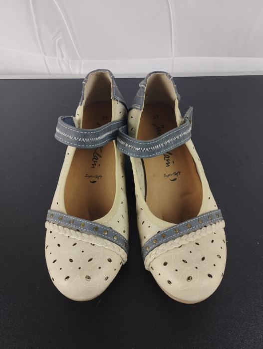 Pantofi cu toc, dama, Jane Klain,Bej-Albastru, nr 37 [3]