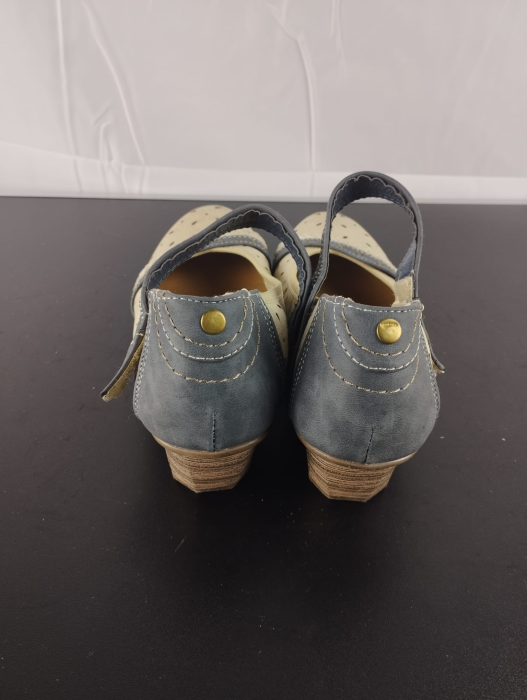 Pantofi cu toc, dama, Jane Klain,Bej-Albastru, nr 37 [4]