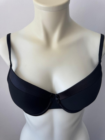 Chiloti bumbac - Sutien Mihaela cu cupa B subtire, satin , microfibra , negru