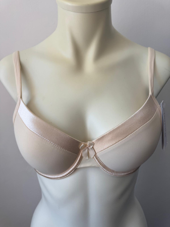 Chiloti bumbac - Sutien Mihaela cu cupa B subtire, satin , microfibra , nude