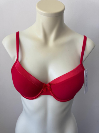 Chiloti bumbac - Sutien Mihaela cu cupa B subtire, satin , microfibra , rosu