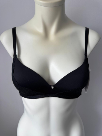 Chiloti bumbac - Sutien Nadia , cupa D , burete subtire, fara armatura , negru
