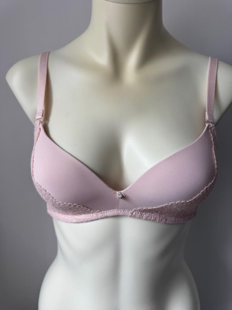 Chiloti bumbac - Sutien Nadia , cupa D , burete subtire, fara armatura  , roz