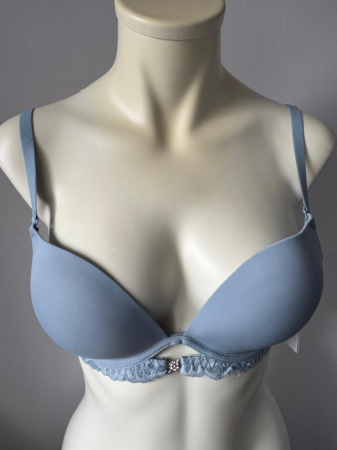 Chiloti bumbac - Sutien Catalina cu dantela,cupa preformata, cupa B , albastru