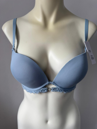 Chiloti bumbac - Sutien Catalina cu dantela,cupa preformata, cupa C , albastru