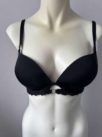 Chiloti bumbac - Sutien Catalina cu dantela,cupa preformata, cupa C , negru