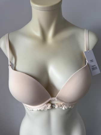 Chiloti bumbac - Sutien Catalina cu dantela,cupa preformata, cupa C , nude