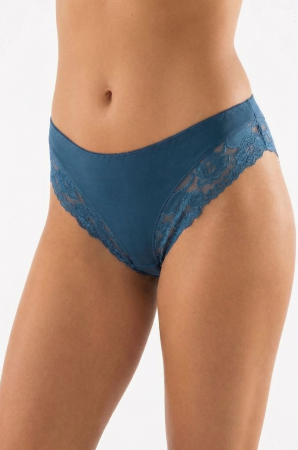 Chiloti bumbac si dantela - Chiloți Brazilian Vipera - Dantela Fina si Bumbac, Albastru (M-XXL)
