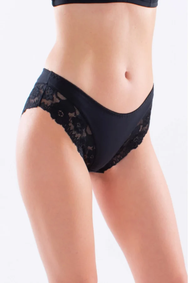 Lenjerie Femei - Chiloti femei brazilian bumbac si dantela Verona, Negru