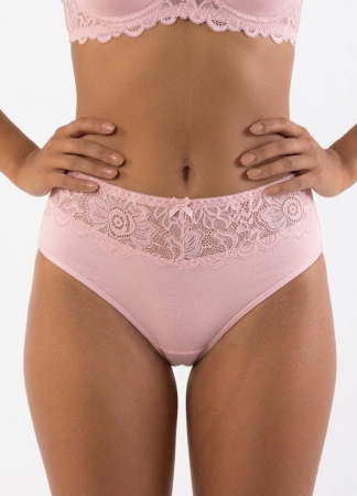 Haine noi - Chiloți Damă Confortabili din Bumbac și Dantelă Florală, Model Clasic , Roz M-XXL