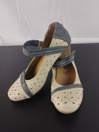 Pantofi - Pantofi cu toc, dama, Jane Klain,Bej-Albastru, nr 37