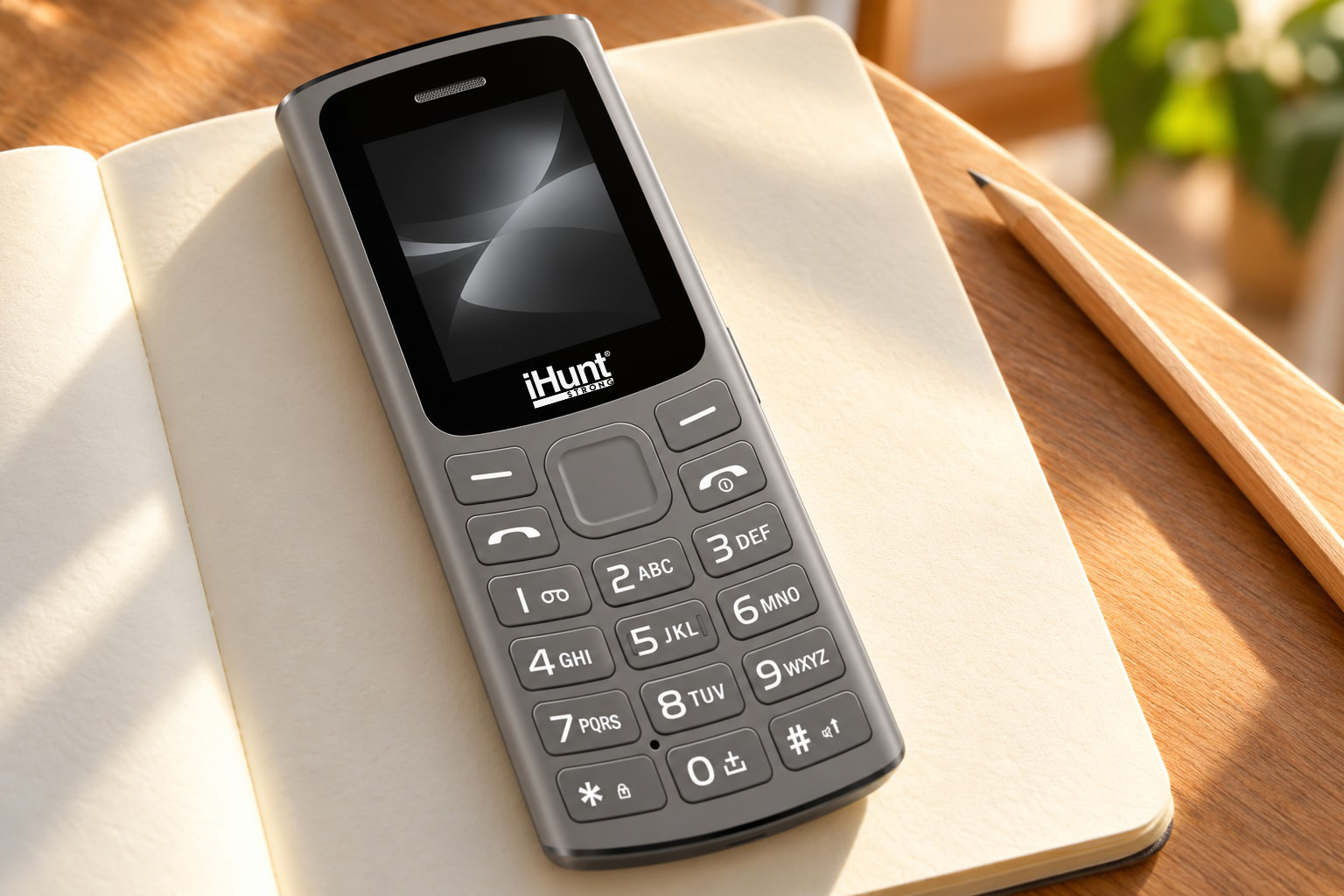 iHunt i4 Ultra pe un caiet, într-un cadru luminos de acasă