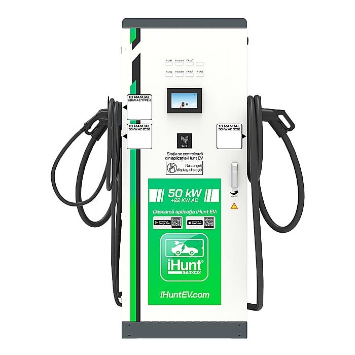 Statie de incarcare ultra rapida cu monetizare iHunt EV DC 50KW + AC 22KW, 2 x CCS2 [1]