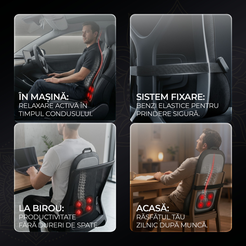 Husa de masaj cu incalzire iHunt SPA BackMaster Shiatsu, pentru scaun, masaj complet spate, gat si fese, Tehnologie Shiatsu, Telecomanda, Auto & Acasa [5]