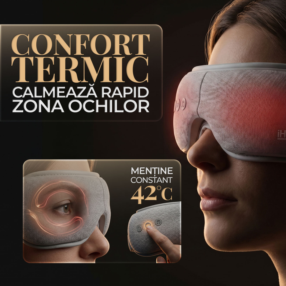 Aparat de masaj ocular si ochi iHunt SPA EyeZen Fold, Design pliabil, Compresie inteligenta cu aer, Functie incalzire, Bluetooth, Portabil [4]