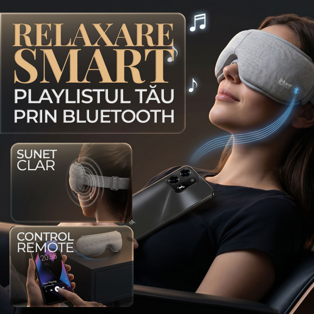 Aparat de masaj ocular si ochi iHunt SPA EyeZen Fold, Design pliabil, Compresie inteligenta cu aer, Functie incalzire, Bluetooth, Portabil [5]
