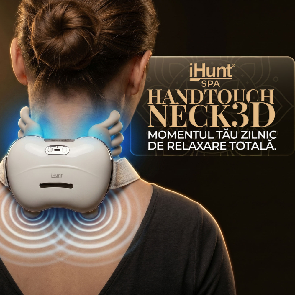 Aparat de masaj cervical si umeri iHunt SPA HandTouch Neck 3D, Tehnologie masaj bionic/imitare maini umane, Incalzire, Reincarcabil, Alb [2]