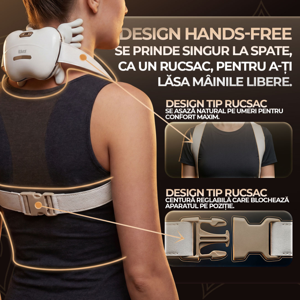 Aparat de masaj cervical si umeri iHunt SPA HandTouch Neck 3D, Tehnologie masaj bionic/imitare maini umane, Incalzire, Reincarcabil, Alb [3]