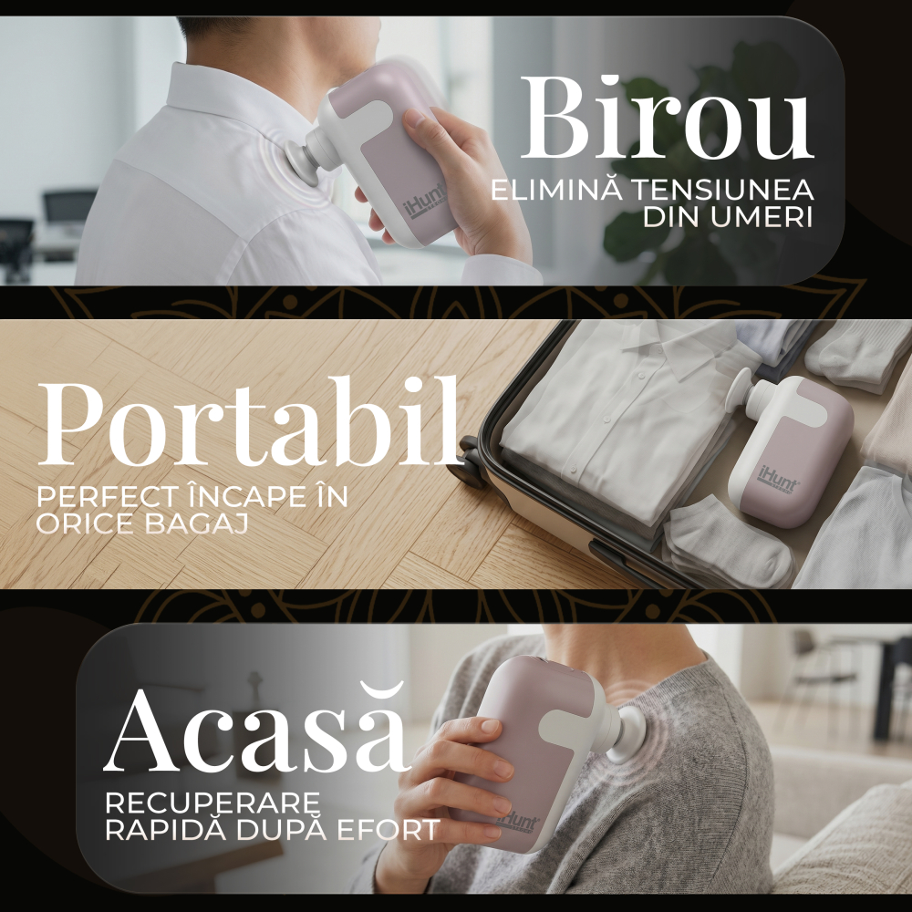 Pistol de masaj profesional iHunt Massage Pulse Gun Ultra, Percuție profundă, Masaj muscular [4]
