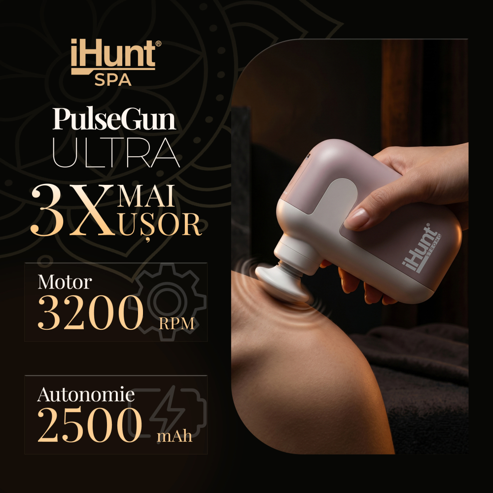 Pistol de masaj profesional iHunt Massage Pulse Gun Ultra, Percuție profundă, Masaj muscular [2]