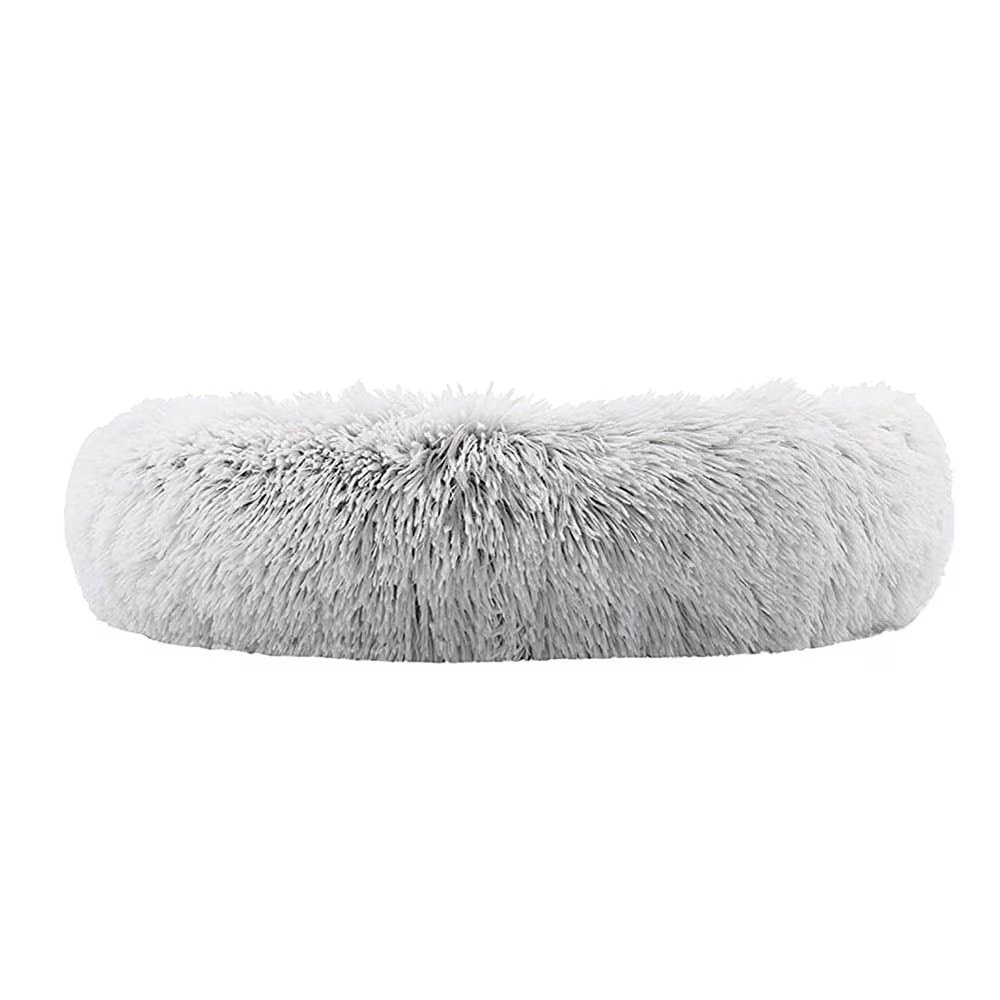 Soft plush padded bed 60cm for dogs and cats, for the Cold Season, Round, Grey [4]