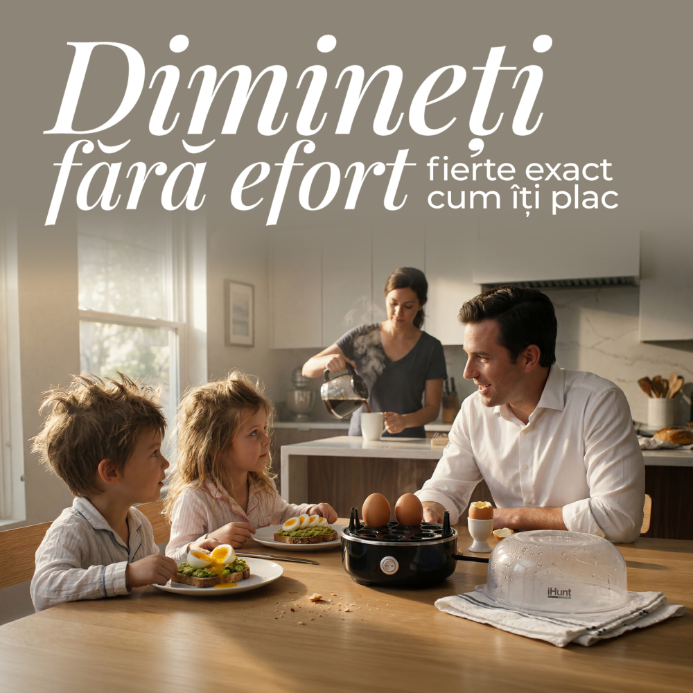 Fierbător ouă iHunt BRO Egg Boiler, Capacitate 7 ouă, Bază Inox, Oprire Automată, Alertă Sonoră, Tăvițe Non-stick, Fără BPA [6]