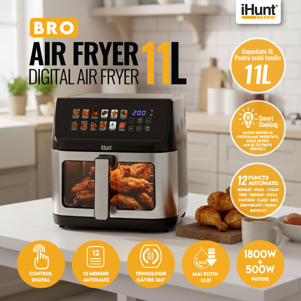 Friteuza cu aer cald iHunt Bro Air Fryer 11L [3]