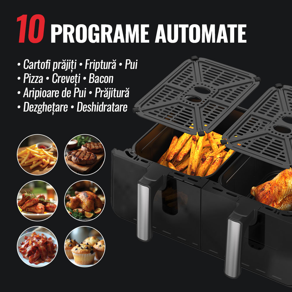 Friteuza cu aer cald iHunt Bro Dual Air Fryer 10L [3]