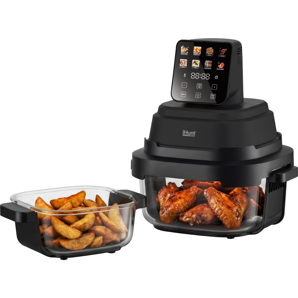 Resigilat friteuză iHunt PureGlass Crisp 8 în 1, 1500W, Vase Sticlă Borosilicată 4L + 1.5L [5]