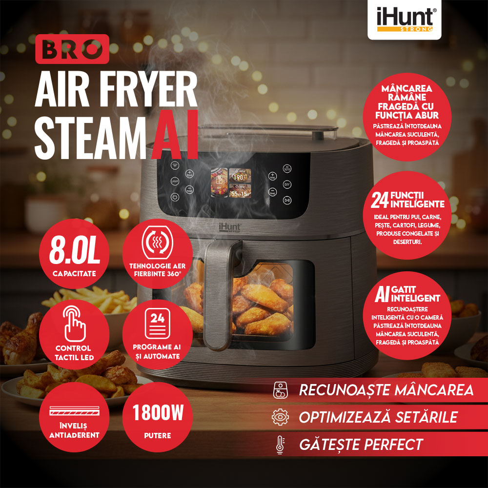 Friteuza cu aer cald si rotisor iHunt Bro Air Fryer AI Steam [4]