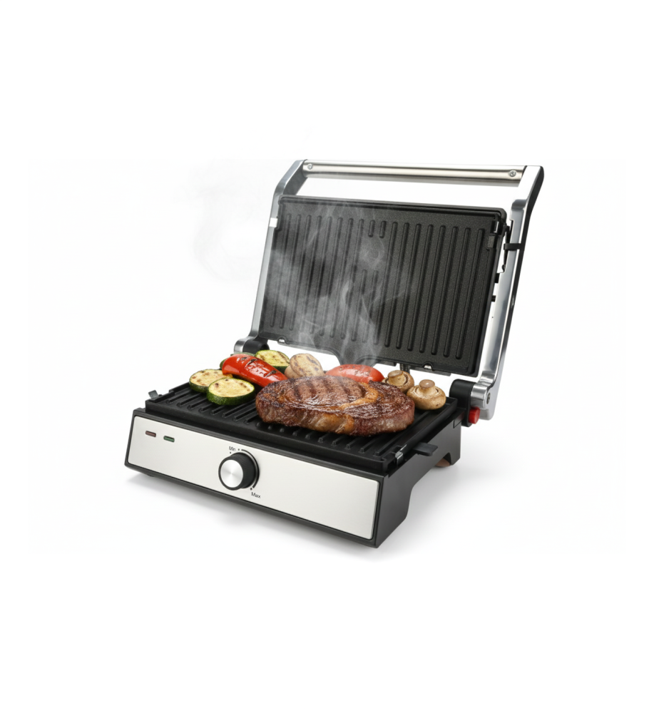 Grătar electric iHunt Bro Dual Grill XXL, 1500W, Deschidere 180°, Plăci detașabile [2]