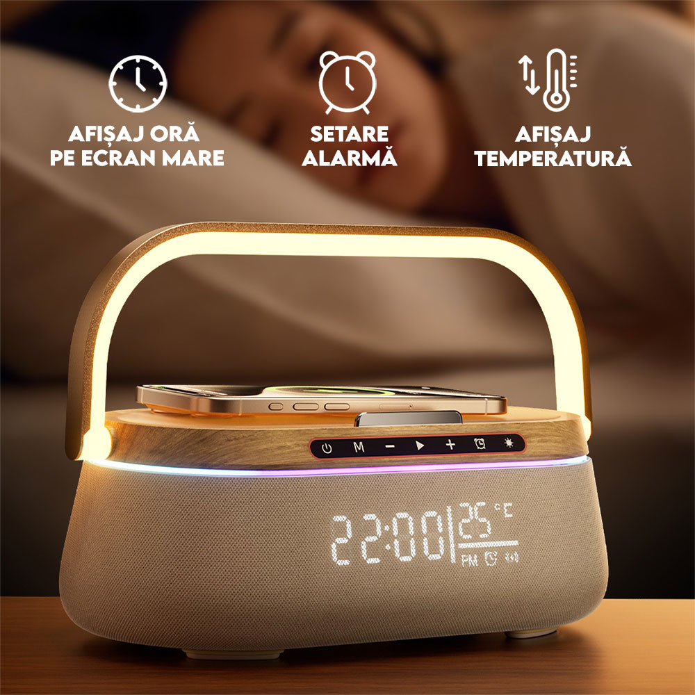 Resigilat Boxa Premium Multifunctionala iHunt BedSide 9-in-1 15W Bluetooth Wood [5]