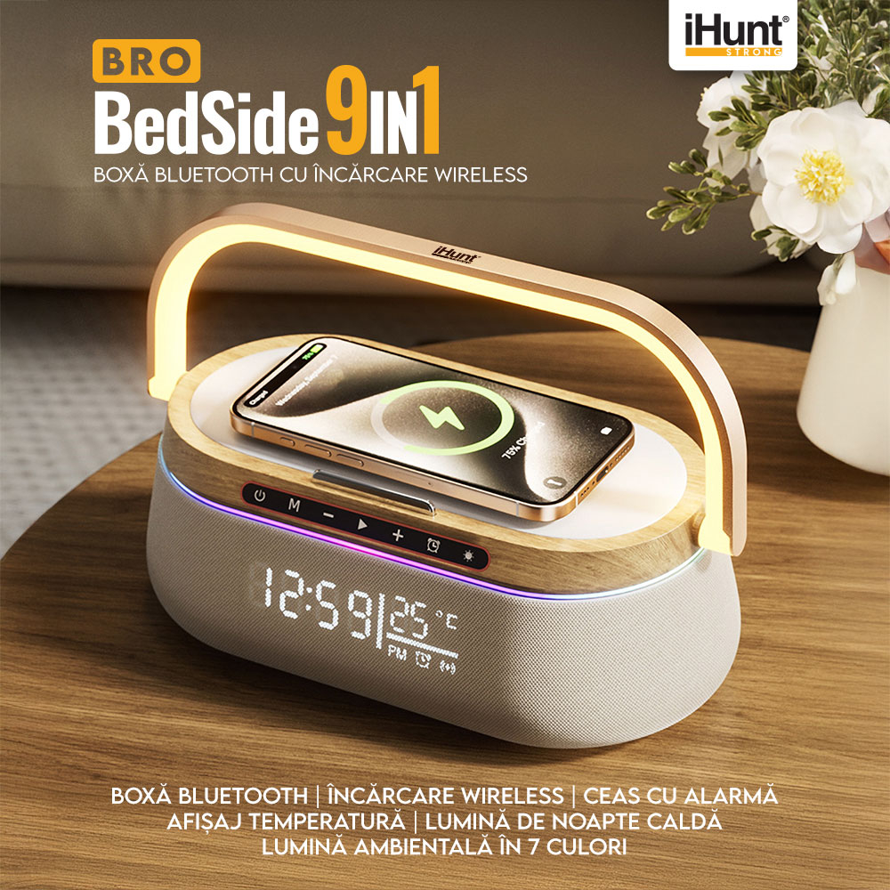Resigilat Boxa Premium Multifunctionala iHunt BedSide 9-in-1 15W Bluetooth Wood [2]