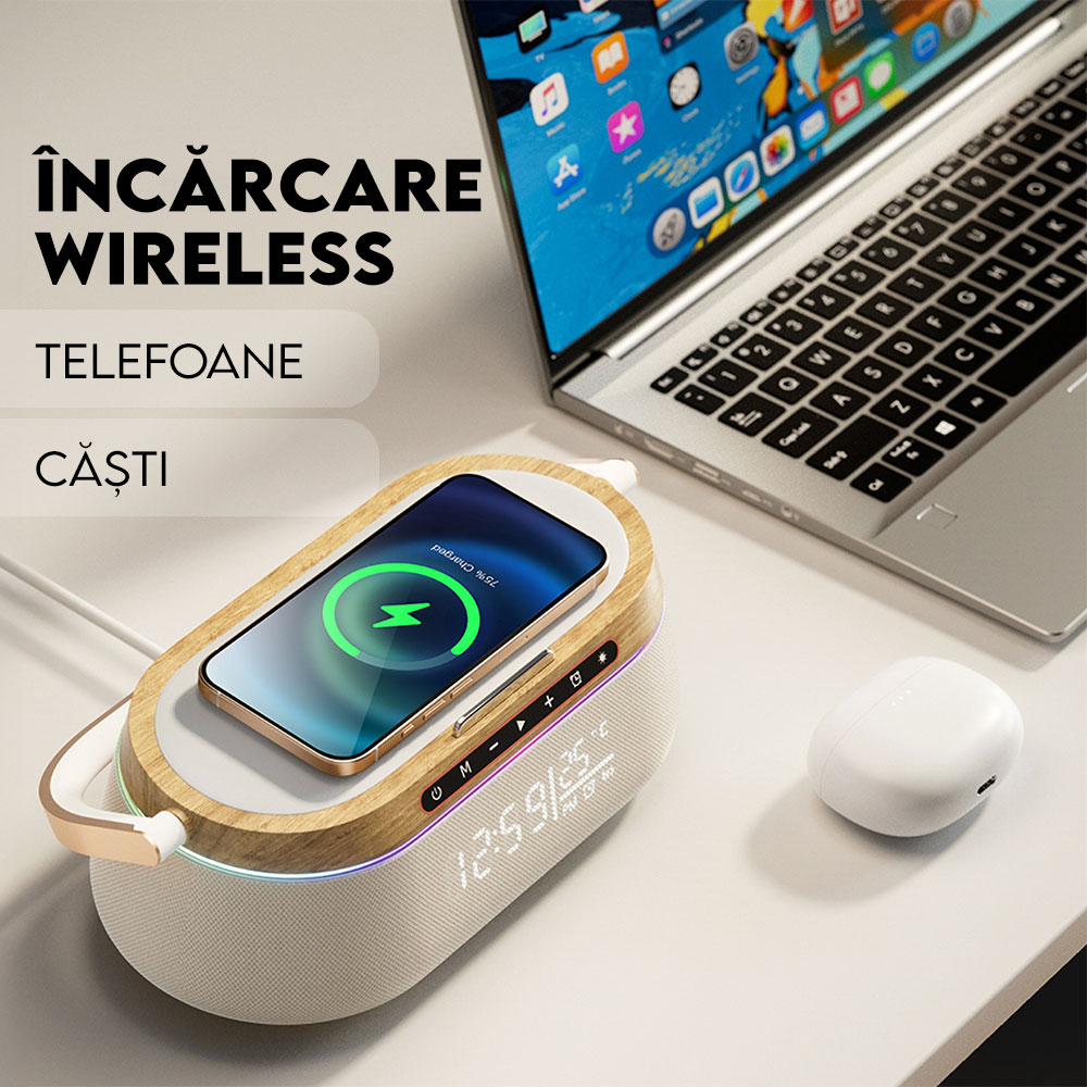 Resigilat Boxa Premium Multifunctionala iHunt BedSide 9-in-1 15W Bluetooth Wood [4]