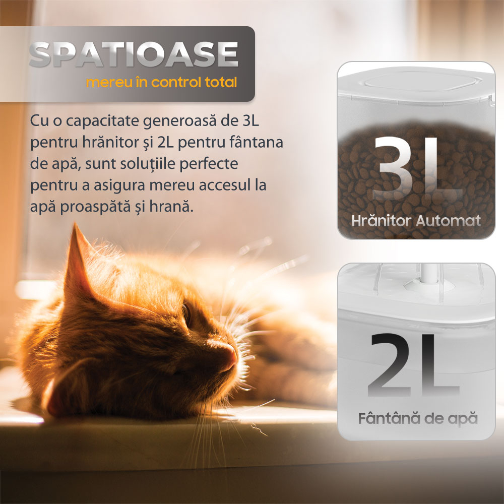 iHunt Smart Pet Care Pack, Hranitor automat 3L si fantana apa 2L pentru animale de companie [4]