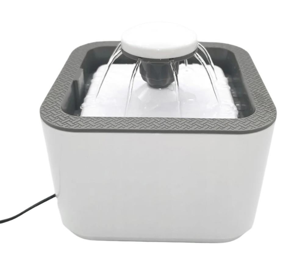Fantana de Apa pentru Pisici si Caini, 2L, Filtru, Pompa cu Recirculare Continua, Functionare Silentioasa, Plastic, alb/gri [3]
