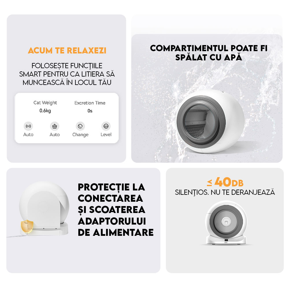 Litiera Automata iHunt Smart Cat Litter V5 cu Spray Deodorizare, Wi-Fi, Senzori, Aplicatie Smart [12]