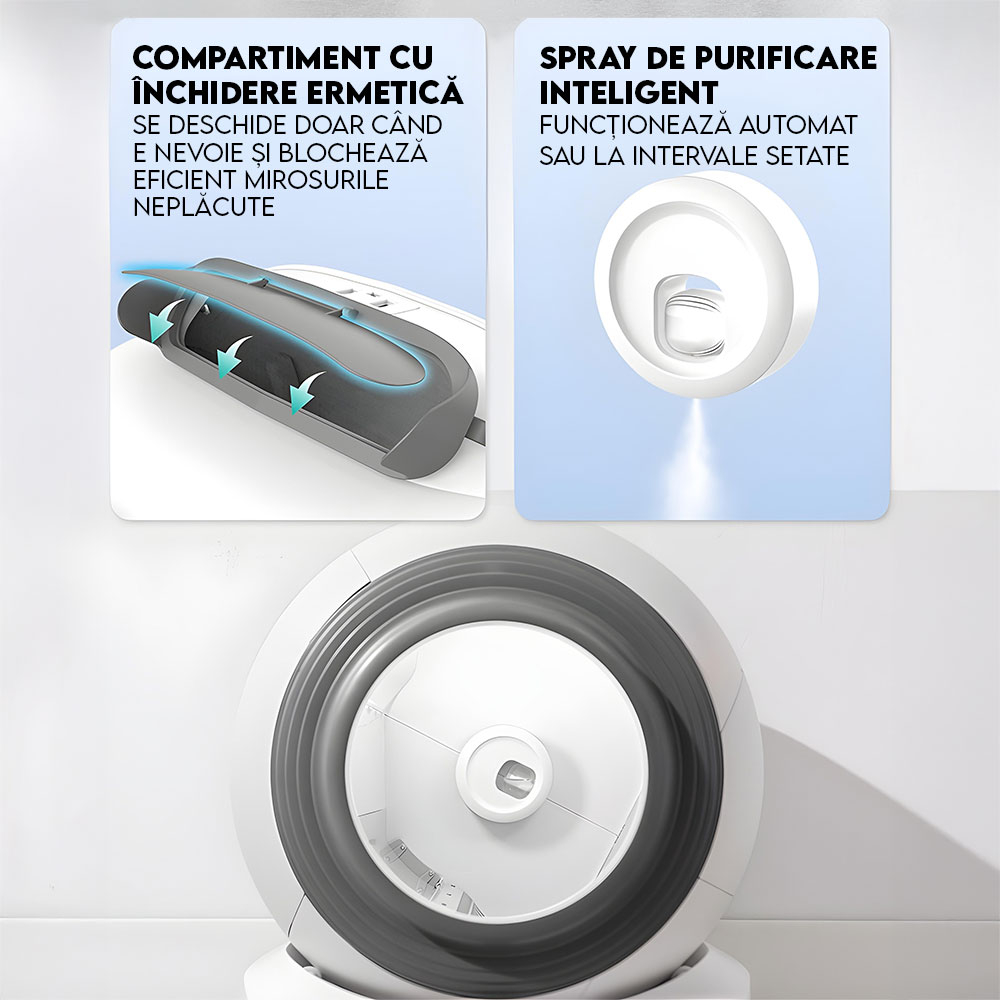 Litiera Automata iHunt Smart Cat Litter V5 cu Spray Deodorizare, Wi-Fi, Senzori, Aplicatie Smart [6]