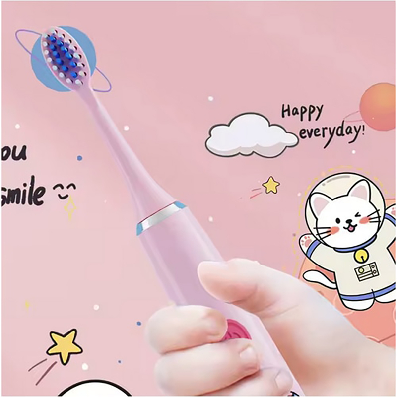 Periuta de Dinti Electrica pentru Copii, Perii Moi si Delicate, Vibratii Sonice, 6-9 ani, cu Imprimeu Animalute, Baterie, Blue [2]