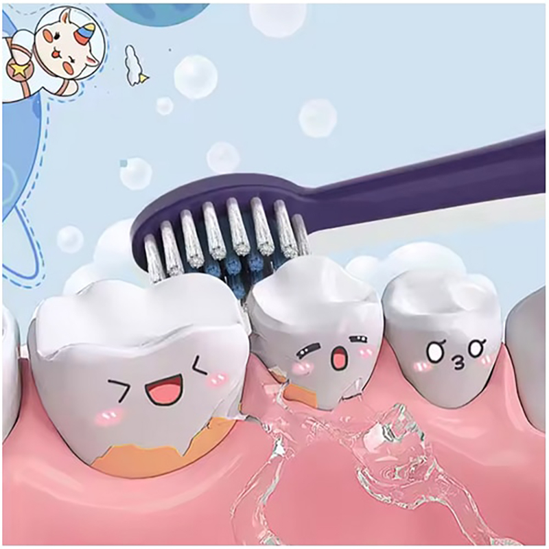 Periuta de Dinti Electrica pentru Copii, Perii Moi si Delicate, Vibratii Sonice, 6-9 ani, cu Imprimeu Animalute, Baterie, Blue [4]