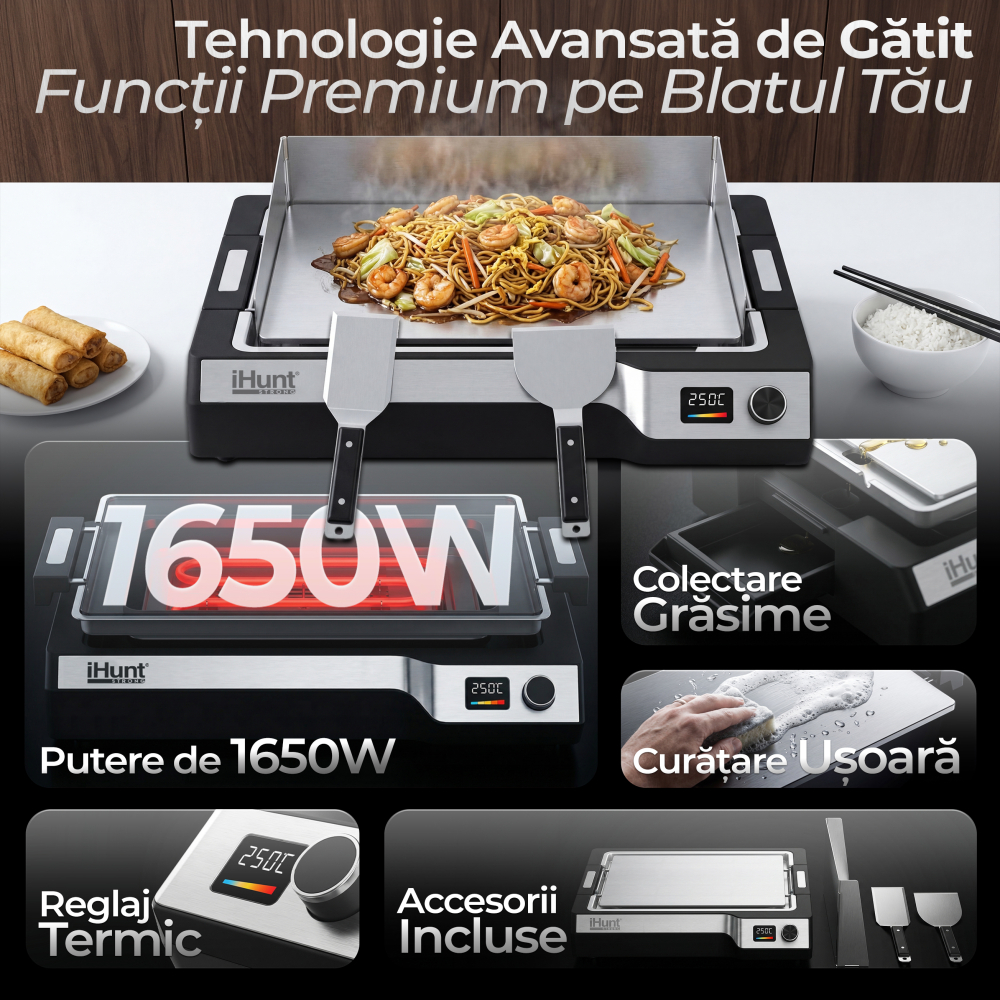 Plită electrică iHunt BRO Teppanyaki Grill, 1650W, Placa detasabila [3]