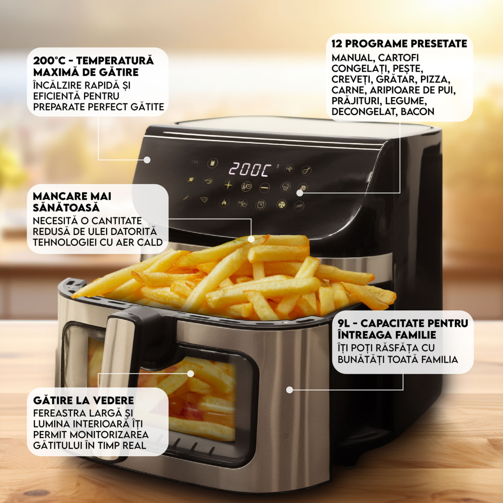 Resigilat Friteuza cu aer cald iHunt Bro Air Fryer Ultra 9L [3]